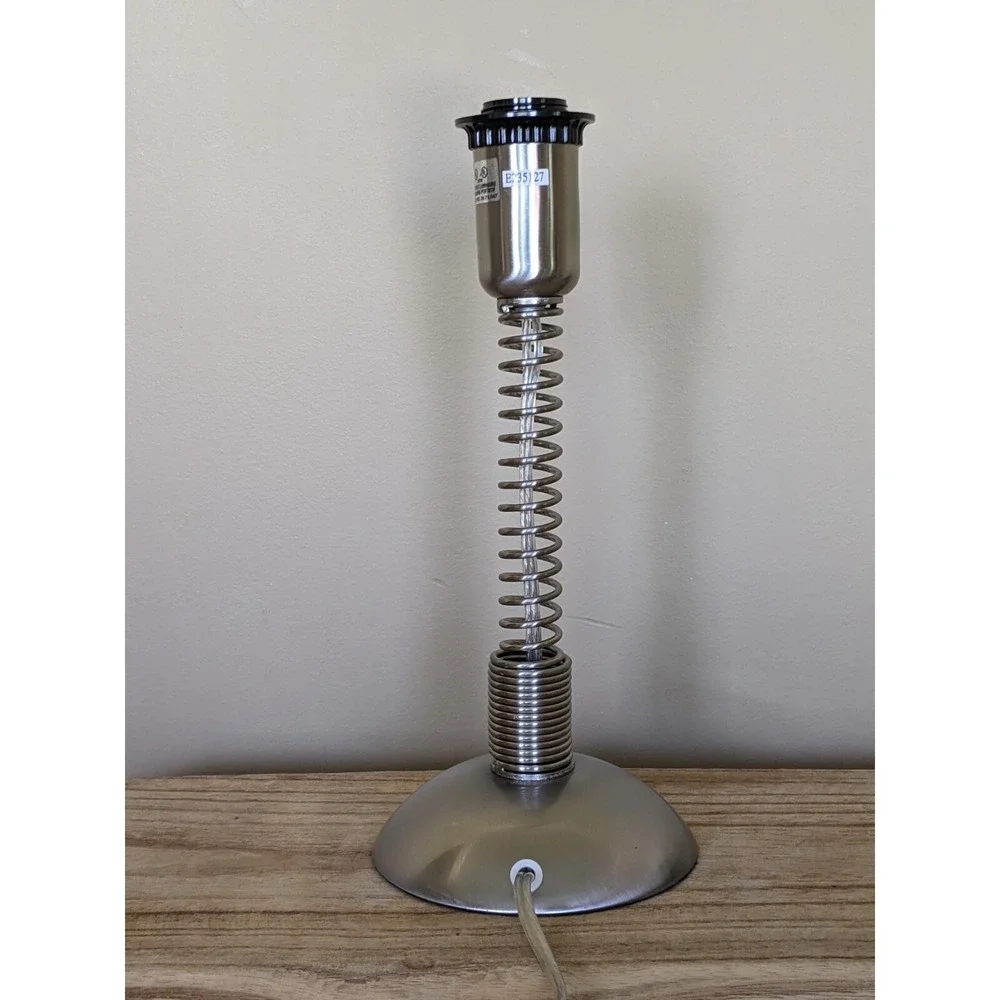 VTG Industrial Coil Spring Lamp Base Flexible Brushed Metal 12